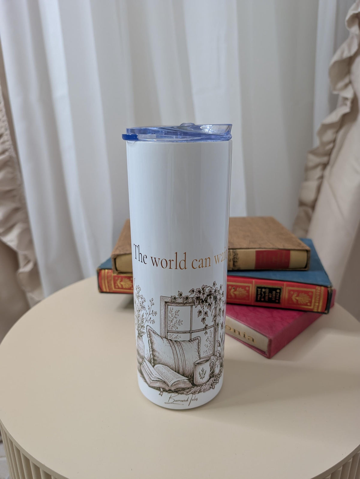 The World Can Wait Tumbler | Book Lover Gift | Reading Travel Cup | Bookish Tumbler | 20oz