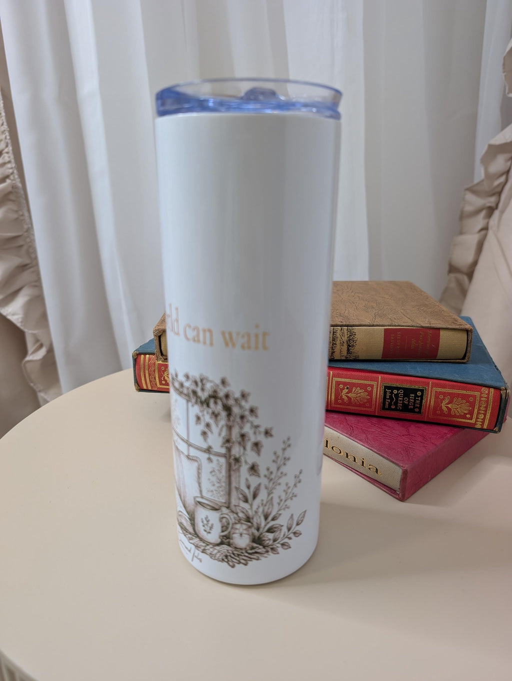 The World Can Wait Tumbler | Book Lover Gift | Reading Travel Cup | Bookish Tumbler | 20oz