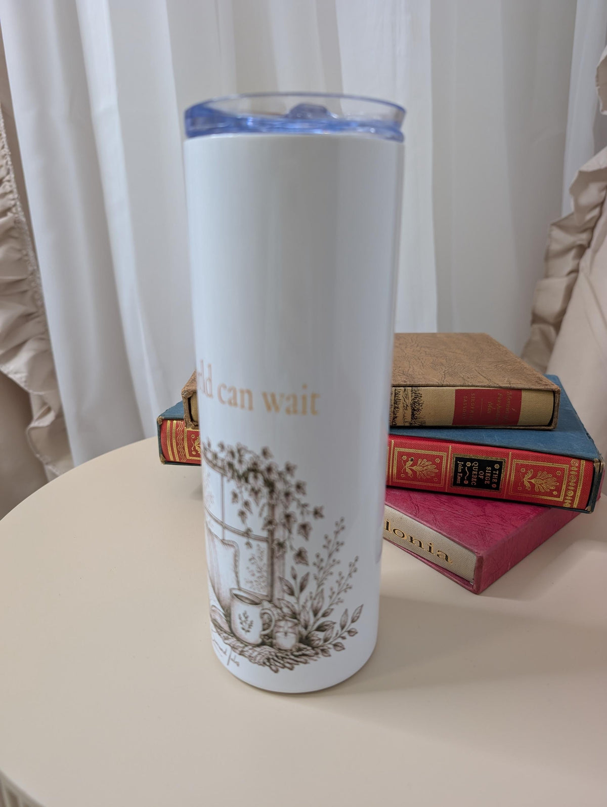 The World Can Wait Tumbler | Book Lover Gift | Reading Travel Cup | Bookish Tumbler | 20oz