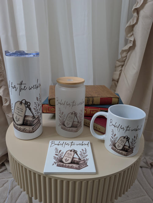 Booked for the Weekend Coaster | Book Lover Gift | Reading Coaster | Bookish Gift | Ceramic Coaster